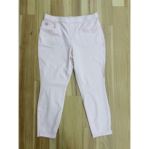 Dream Jeannes Quacker Factory L Pink Embellished Pull-On Stretch Pants - Picture 1 of 6